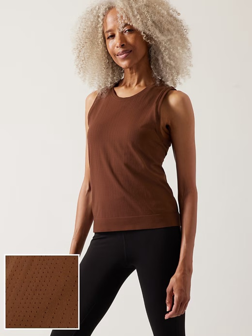 Athleta Chocolate Brown Ribbed Performance Tank